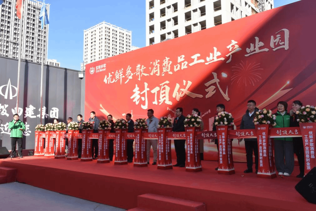 山西建投四建集團(tuán)承建的優(yōu)鮮多歌（美特好）項目喜封金頂